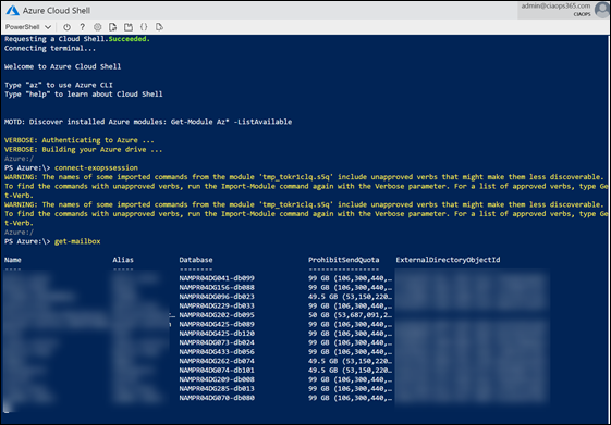 Connecting to Exchange Online with Azure Cloud Shell – CIAOPS