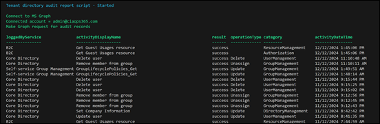Script to report tenant directory activity – CIAOPS